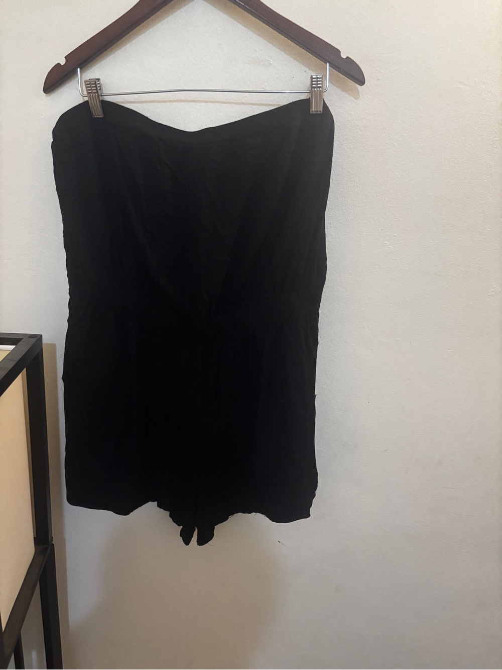 Women's Black Strapless Shorts Romper